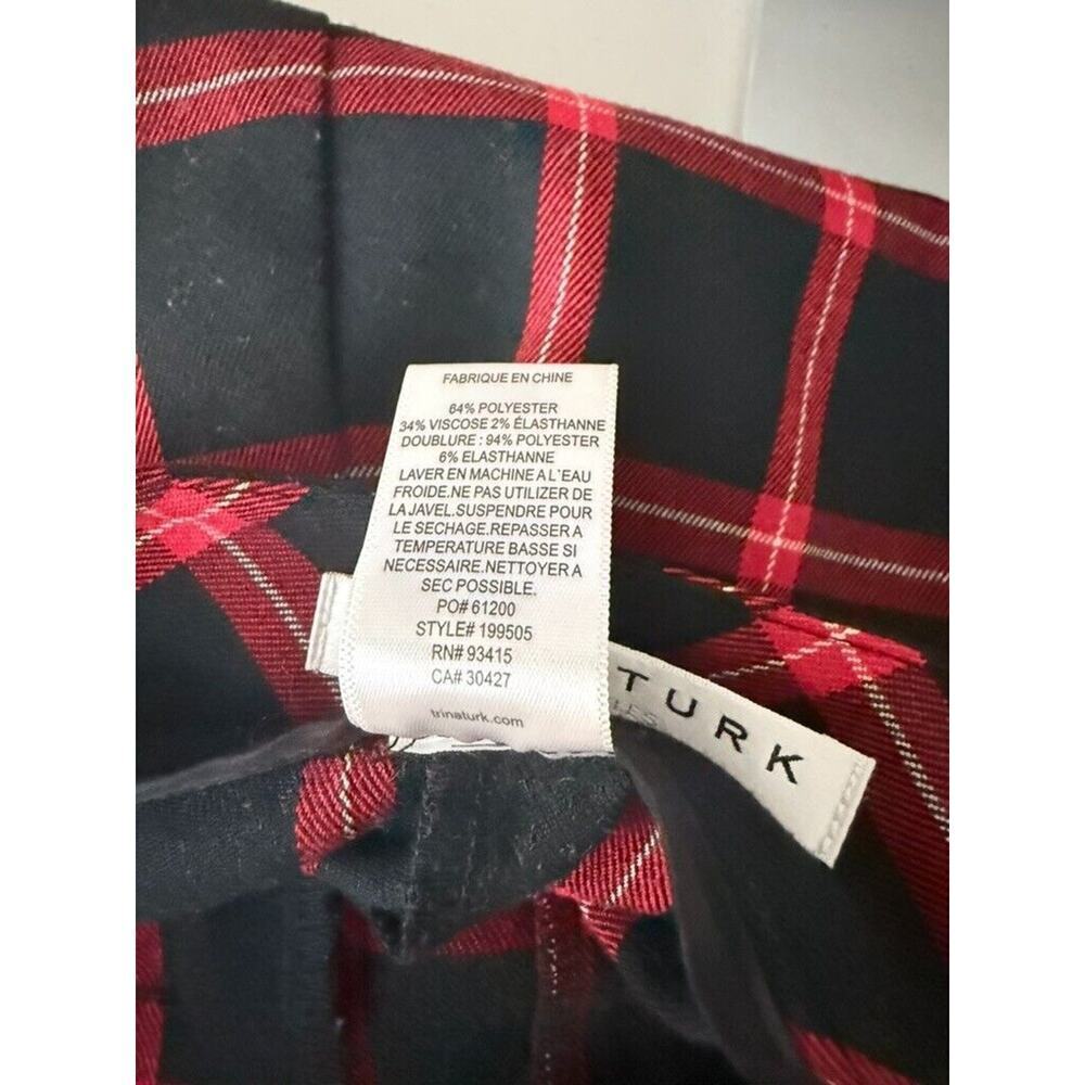 TRINA TURK Women’s Plaid Montebello Dress Ankle Pants Black & Red 6 Medium Prepp - Picture 11 of 11